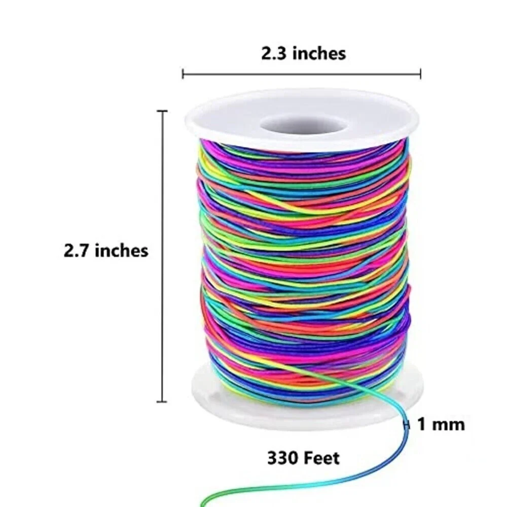 Elastic String for Bracelets, 1mm x 330 Feet Sturdy Rainbow